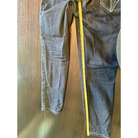 Indigo Blue Maternity Straight Jeans Full Panel Large (31x 28) Dark Blue Denim - Picture 8 of 10